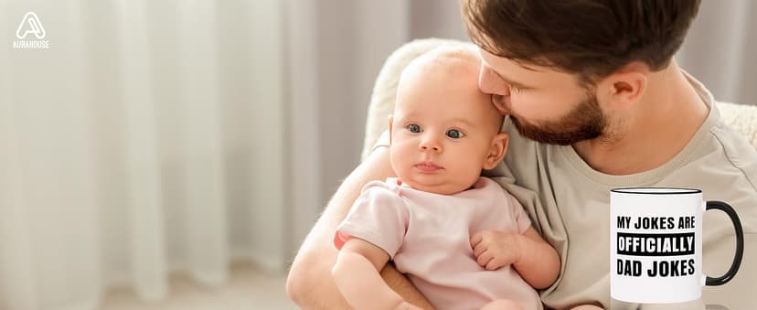 Aurahouse New Dad Gifts First Time, Officially Dad Jokes Mug, Pregnancy Announcement for Husband Funny, Daddy to Be Gifts for 1st Time Dads Birthday Baby Shower Fathers Day, Expecting Father Gift