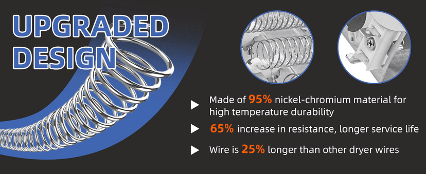 【Upgraded】279838 W10724237 Dryer Heating Element for Whirlpool Wed4815ew1 Maytag Centennial Medc215ew1 Kenmore 70 80 Series Model 110 Amana Ned4655ew1 Roper Admiral,Replaces 2406026 3403585 3398064