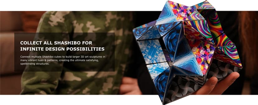 Shashibo Shape Shifting Box - Award-Winning Fidget Toy w/ 36 Rare Earth Magnets - Fidget Cube Transforms Into Over 70 Shapes, Sensory Toy Gift for Kids, Teens, and Adults (Spaced Out)