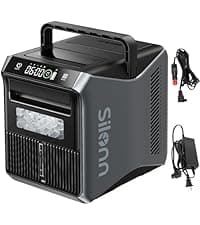 Silonn Battery-Powered Ice Maker with 4-Power, RV Ice Maker Countertop 12V/24V Car Charger 100-240V AC Solar-Ready, Portable Ice Machine 9 Cubes/6 Mins 22lbs/Day Auto-Clean for Camping RV Home Outdoor