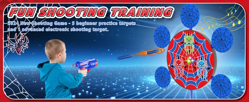 Shooting Games Toys for Nerf Gun Party, Shooting Targets with 2 Toy Guns 40 Foam Darts Kids Outdoor Indoor Toys for Birthday Easter Xmas Gifts for 4 5 6 7 8 9 10+ Year Old Boys Kids