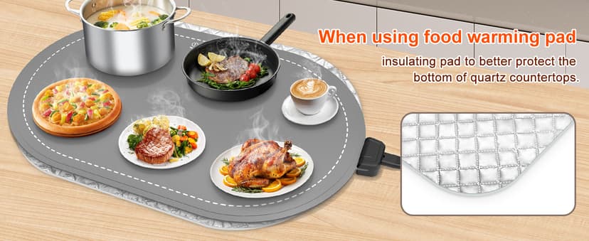 seenlast Warming Mat for Food with Adjustable Temperature Timer,10S Fast Heating Silicone Food Warmers for Parties Buffet and Home Daily,Food Warming Mat with Insulating Pad Raised Feet Protects Table B0FDWZ3ZLC