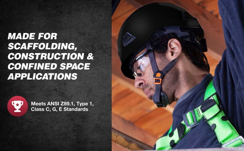 Jackson Safety CH300 Climbing-Style Hard Hat - Non-Vented Construction Helmet with Chin Cup - ANSI Z89.1 & OSHA Compliant - (Multiple Colors)