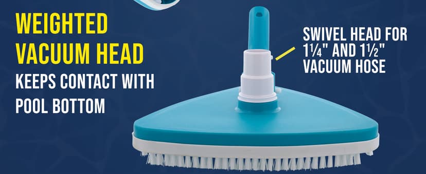 U.S. Pool Supply Weighted Triangular Pool Vacuum Head with Swivel Connection, Pole Handle, Protection Bumper - For Above Ground & In-Ground Swimming Pools – Vinyl Liner Safe, Floor Wall Corner Cleaner
