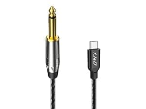 J&D USB C to 6.35 mm 1/4 inch TS Guitar Audio Cable, Audio Recording, Bass, Electronic Piano Microphone Cord Compatible with iPhone 16/17 Series, Galaxy S24/S25, 10 Feet