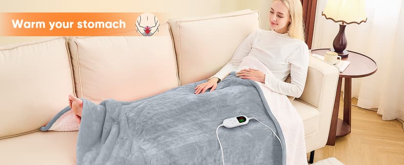 10 Heat Levels 1/2/4/6/8 Hours Auto-off,Sherpa Soft Cozy Warm Blanket,House Warming Gifts for Grandma Grandpa, Dove Grey greenoak Heated Blanket Electric Throw Heating 50"X60",Gifts for Women B0H5K4MBXB