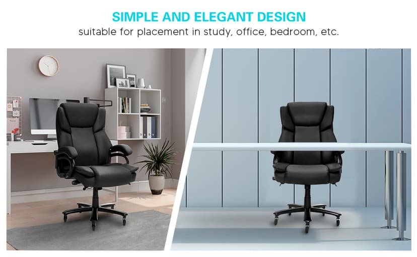 Indulgear 500lbs Big and Tall Office Chair, Heavy Duty Office Chair for Heavy People, High Back Executive Desk Chair with Adjustable Lumbar Support,Quiet Rubber Wheel,Pocket Spring Cushion