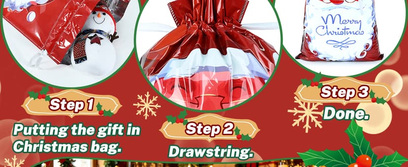 14 Styles Colorful Xmas gifts Bags with 20 Cards for Gifts Holiday Present Wrapping Xmas Decor 20 Pcs Christmas Drawstring Gift Bags, Assorted Sizes with More Large Bag. B0H7MP6FX5