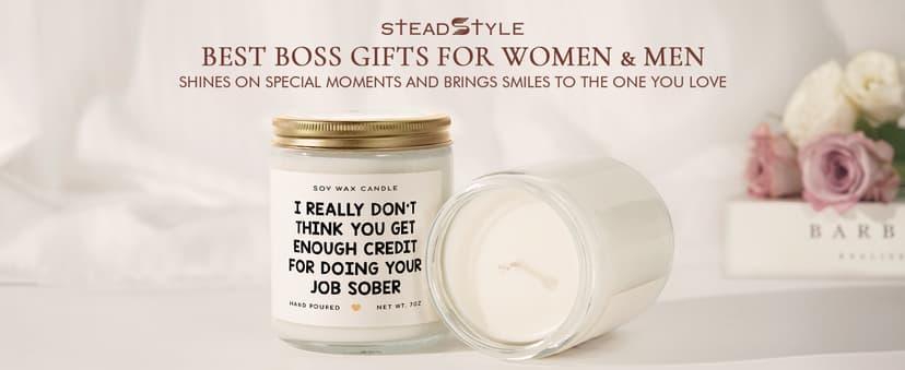 Birthday, Leaving Farewell Gifts for Coworkers, Work Bestie, Manager - Handmade Lavender Scent Natural Soy Wax Candle 7oz SteadStyle Bosses Day Gifts for Women Men, Best Boss Gifts for Boss Lady B0FDB3T8TS