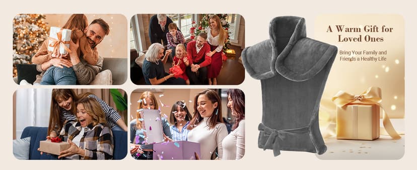 Comfier Heating Pad for Back Pain Relief, Fast Heating Pads for Back Neck and Shoulders, Electric Heated Wrap, 3 Heat Levels & 90-Mins Auto Shut Off, Birthday Gifts for Mom Dad Women Men