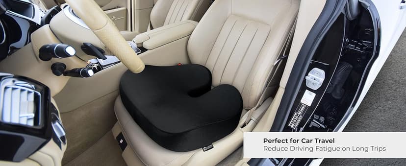 5 STARS UNITED Seat Cushion - Memory Foam Chair Cushion for Tailbone Pain Relief - Ergonomic Support for Coccyx, Sciatica & Butt - Office, Desk & Gaming Chair, Car Seat, Wheelchair, Airplane, Black