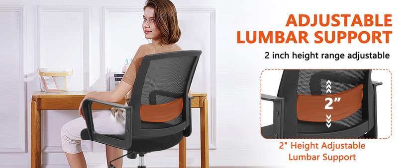 CLATINA Ergonomic Rolling Mesh Desk Chair with Executive Lumbar Support and Adjustable Swivel Design for Home Office Computer Black 8 Pack