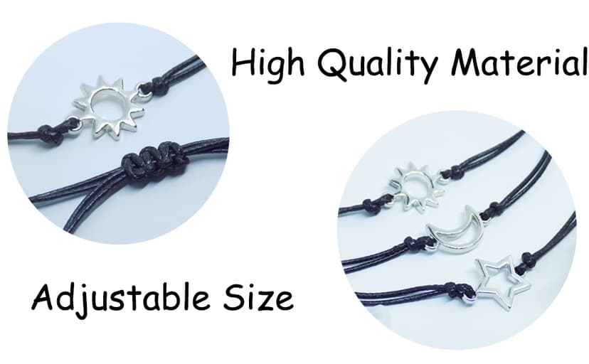 HOHOTANG Best Friend Bracelets for 3, Friendship Bff Matching Heart Bracelet for Women, Trio Bracelets Adjustable Birthday Jewelry Gifts for Best Friends