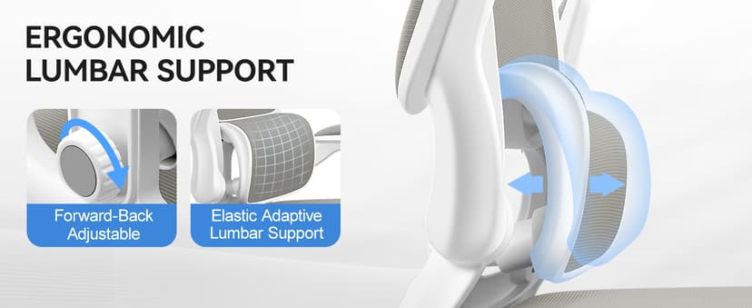 ALLGOD Ergonomic Office Chair, Mesh Desk Chair with Lumbar Support, High Back Home Office Chair with Adjustable Headrest and Flip-Up Arms, Comfortable Computer Chair, Thick Cushion, 300 LBS, LightGray