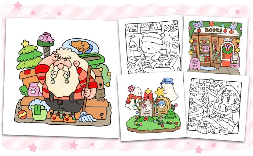 Cozy Christmas: Coloring Book for Adults and Kids (Cozy Spaces Coloring)