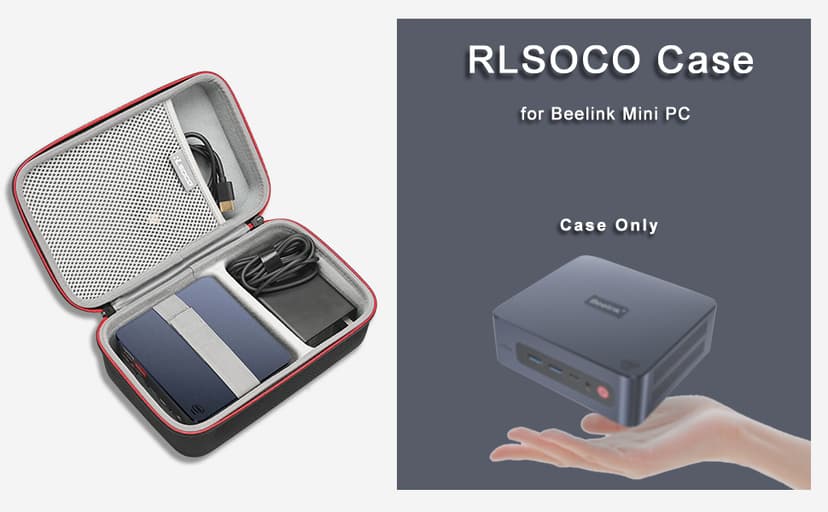 RLSOCO Computer Case for GMKtec M7/G3 Plus/M5 Plus/K8 Plus/M2 Pro & Beelink Mini SER5 Pro/EQR5/S13/EQ14/EQI12/EQR6/S13 PRO/S12 Pro & GEEKOM A6/Air12/A5/A8/IT13/IT12 Mini PC