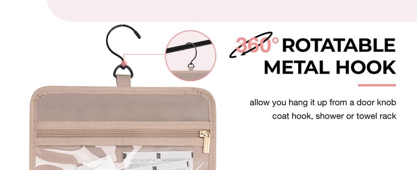 BAGSMART Large Toiletry Bag Travel Bag with Hanging Hook, Water-resistant Makeup Cosmetic Bag Travel Organizer for Accessories, Shampoo, Full Sized Container, Toiletries