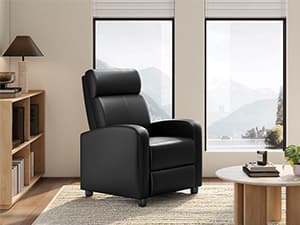 Yaheetech PU Leather Accent Chair, Mid-Century Modern Armchair with Solid Wood Legs, Reading Leisure Chair with High Back for Living Room Bedroom Waiting Room, Brown