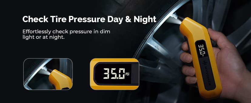 Tire Pressure Gauge Digital 200 PSI, HYVOHEX Tire Gauges for Tire Pressure with AAA Batteries, Visual LED Display Tire Gauge with Backlight, Digital Tire Gauge for Car Truck Motorcycle Bicycle