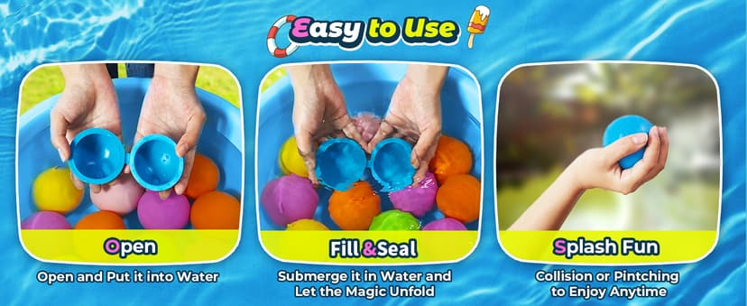 12Pcs Reusable Water Balloons, Pool Beach water Toys for Boys and Girls, Outdoor Summer Toys for Kids Ages 3-12
