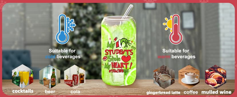 Teacher Christmas Gifts,16oz Funny Christmas Grin-ch Cups for Teachers,Teacher Appreciation Gifts,Thank You Gift End of The Year Teachers Gift for Women from Student