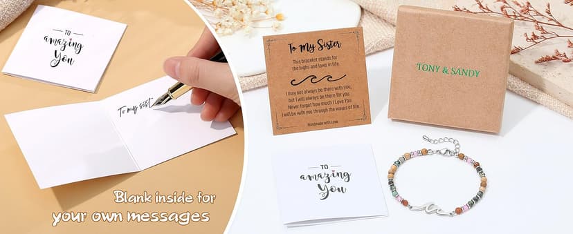 TONY & SANDY Friend Gifts for Women, Sister Gift, Friendship Bracelets, Wave Bracelet, Best Friend Birthday Gifts for Women, Bestie Bracelets, Christmas Stocking Stuffers for Woman