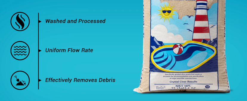 U.S. Silica 50 Pound Pool Filter Sand, Safe and Odorless Crystalline Silica Filtration Media for Swimming Pool Systems Maintenance
