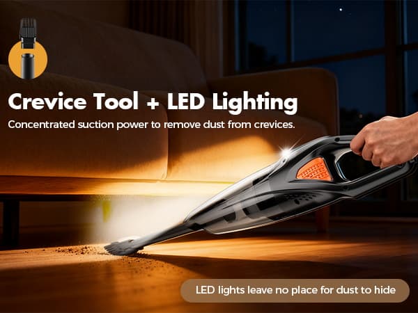 Handheld Vacuum Cordless 25000PA Powerful Suction, Portable Car Vacuum, 3 in 1 Hand Held Vacuum Rechargeable 8000mAh with LED Light, HEPA Filter, Home, Car Seats, Office, Pet Hair, Dust Buster