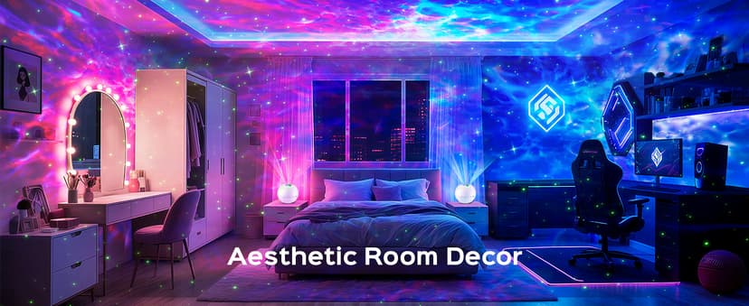Birthday,Christmas,7 Brightness,Green Star,4 Speed,Bluetooth,Remote,Timer,Teen,Bedroom Decor,Party,Relax,Led Lights,Lava Lamp One Fire Galaxy Projector,15 Colors,Gifts for Girls&Women&Boys,White Noise B0DCYLKPWB