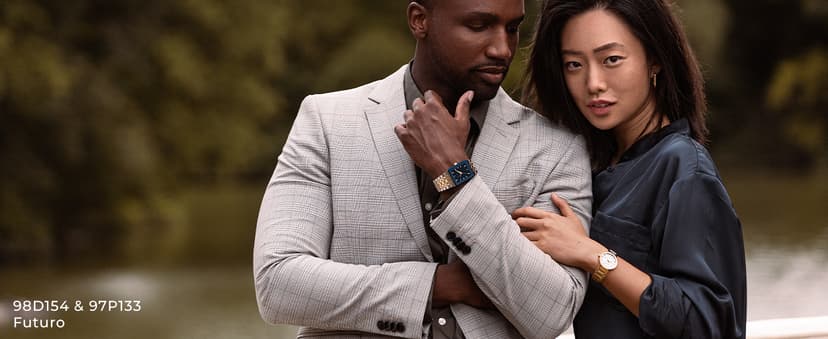 Bulova Men's Modern Gold Tone Stainless Steel 3-Hand Calendar Date Quartz Watch, Diamond Dial