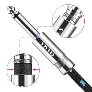 Sovvid 10FT Instrument Cable - Electric Guitar & Bass Cable with Right Angle 1/4 Inch Connector - Black & Bluetest