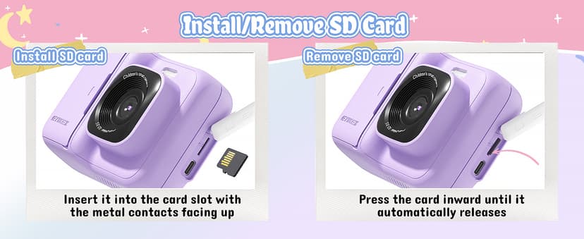 Kids Camera, 1080P Instant Digital Print Camera for Kids, Christmas Birthday Gifts for 4 5 6 7 8 9 10 Year Old Girls Boys, Portable Toy with 32GB SD Card & 3 Rolls Printing Paper, Purple