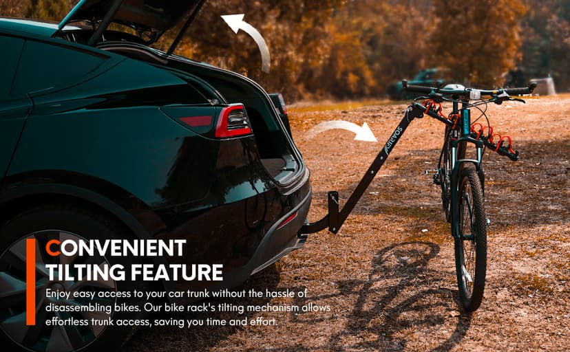 Bike Rack for Car, SUV, RV, Mount Hitch Bike Back 4, Up to 143 lbs Load Bicycle Rack Carrier Rubber Straps, Tilt Release with 2" Hitch for Cars (4BIKES)