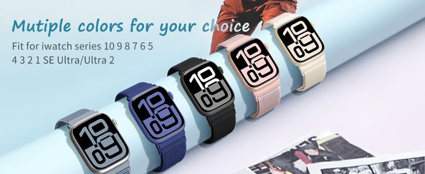 Nylon Loop Sport Band Compatible with Apple Watch Bands 38mm 40mm 41mm 42mm for Women Men, iWatch Wrist Straps for Se, Series 11 10 9 8 7, Breathable, Soft Band Ideal for Outdoor