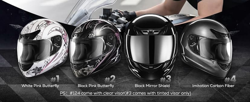 XFMT Full Face Motorcycle Helmet ATV Street Bike Motorbike Helmet DOT Approved with Anti-Fog Visor for Adult Men & Women