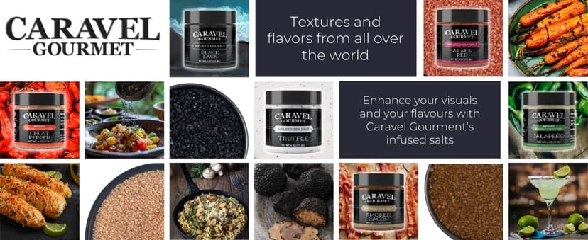 Infused Sea Salt Sampler Set, Finishing Salt for Seasoning, Gourmet Cooking Gift and Spice Variety Pack for Special Occasions, 0.5 oz x Bundle of 6 Flavored Salts - Caravel Gourmet Salt