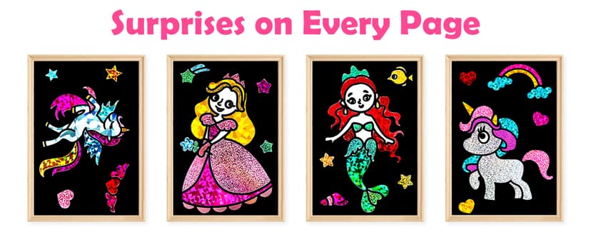 Mess-Free & No-Glue Activity,Kids Ages 4-10 Create 16 Sparkly Princess Unicorn Pictures,Halloween Toy & Birthday Gift for Kid FUNNYB&G Foil Art Craft Kit for Kids, Halloween Crafts Gift Toy for Kids B0DK6DYYD8