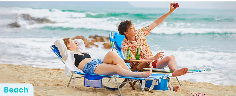 #WEJOY Folding Tanning Chair with Face Hole, 5 Positions Face Down Beach Lounge Chairs with Pillow for Outside Sunbathing Poolside (Blue/White)