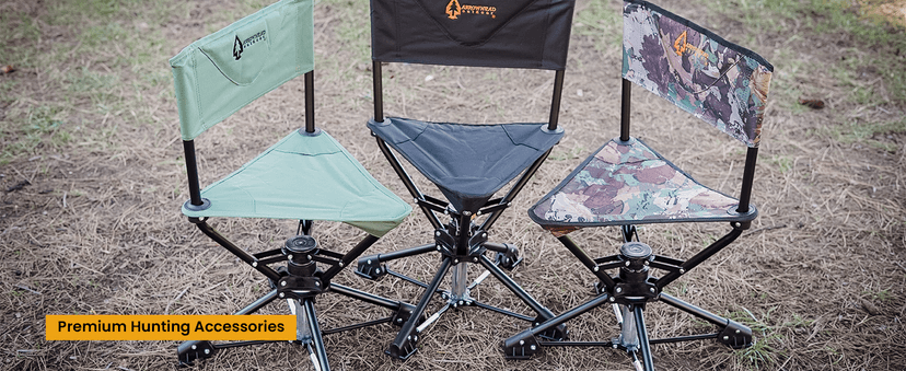 ARROWHEAD OUTDOOR 360° Degree Swivel Hunting Chair Stool Seat, Perfect for Blinds, No Sink Feet, Supports up to 450lbs, Carrying Case, Steel Frame, Fishing, High-Grade 600D Canvas