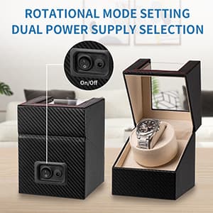 Efaithtek Automatic Single Watch Winder for Automatic Watches,Rotating Watch Case with Japanese Quiet Motor,AC Adapter or Battery Powered