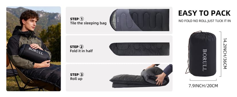 Sleeping Bags for Adults Cold Warm Weather,Backpacking Compact Lightweight Camping Sleeping Bag with Compression Sack for Kids,Camping Essentials Gear for Hiking,Travel,Climb,Outdoor, Indoor