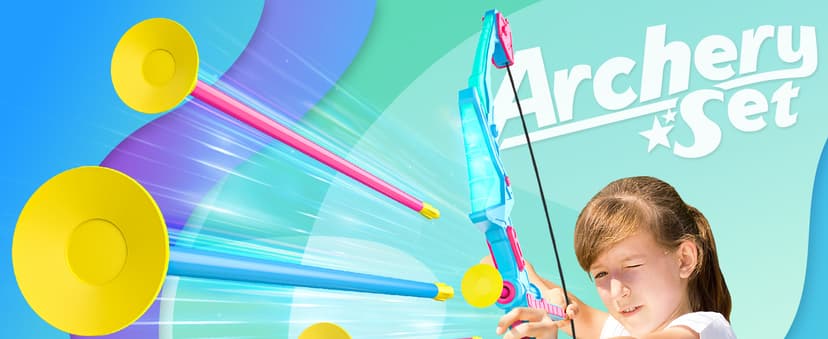 2 Pack of Kids Bow and Arrow Set, Light Up Archery Toy Set with 14 Suction Cup Arrows & Standing Target, Perfect Kids Indoor and Outdoor Toys for 4 5 6 7 8 9 10 Year Girls Boys Birthday Gifts Ideas