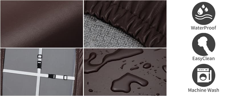 Fuloon Faux Leather Couch Cushion Slipcover, Waterproof Stretch Covers for Sofa, RV Chair Seat Cover, Individual Loveseat Couch Cushion Replacement, PU Leather Sofa Slipcovers(3 Pack, Brown)