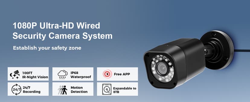 4CH 1080P Wired Security Camera System, AIWIXEN CCTV DVR with 512GB Hard Drive, 4 x Home Surveillance IP68 Waterproof Security Cameras with Human Vehicle Detection, Remote Access, 24-7 Recording