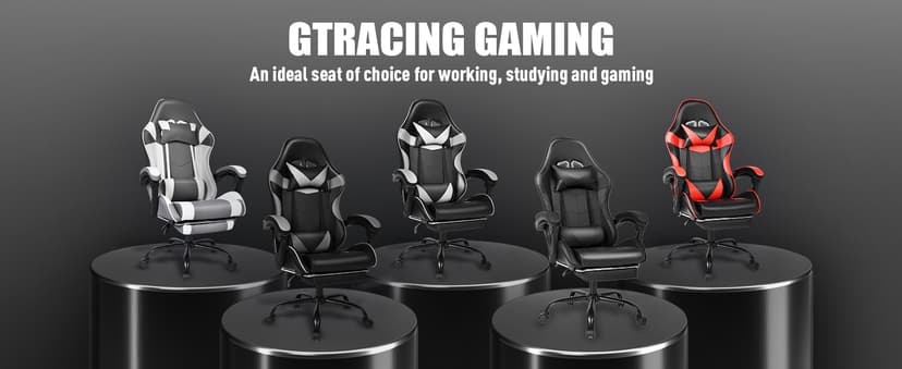 Gaming Chair with Footrest and Lumbar Support, Height Adjustable Chair with 360°Office Desk Chair,Heavy Duty 330lbs Computer Chair for Adults