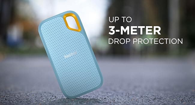 SanDisk 2TB Extreme Portable SSD - Up to 1050MB/s, USB-C, USB 3.2 Gen 2, IP65 Water and dust Resistance, Updated Firmware, Sky Blue - External Solid State Drive - SDSSDE61-2T00-G25B