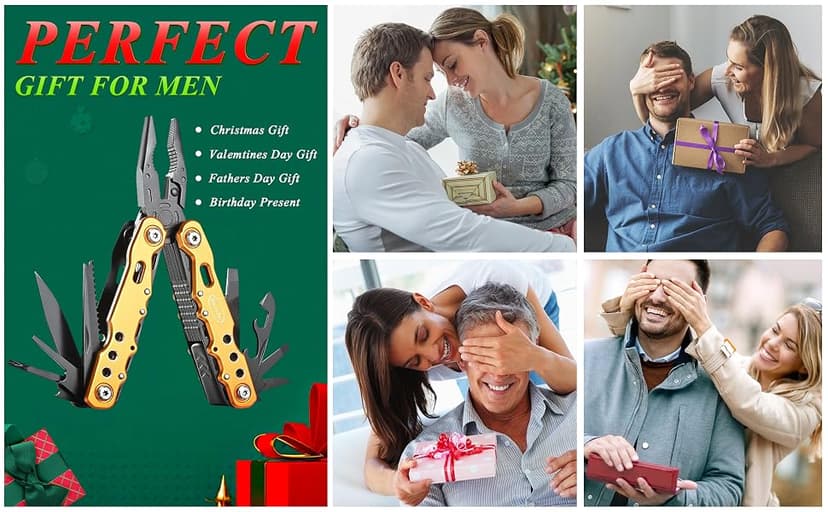 Gifts for Dad Husband Boyfriend Gifts for Him Unique Birthday Gifts for Men RoverTac 14 in 1 Multitool Pocket Knife Pliers Screwdrivers Saw Bottle Opener Perfect for Camping Survival Hiking Repairs B07Z8YGC12