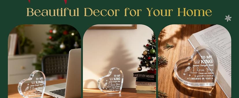 Gifts for Boyfriend, I Love You Gifts for Him, Men's Anniversary Heart Shaped Acrylic Block - Christmas Birthday Gifts for Him Boyfriend Husband, Valentines Day Gifts