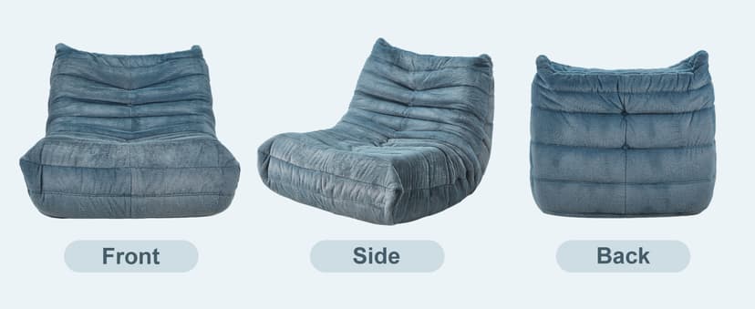 Bean Bag Chairs for Adults Giant Bean Bag Chair Memory Foam BeanBag Chair Bean Bag Sofa with Filler Faux Fur Fireside Beanbags Lazy Sofa for Living Room Bedroom Office (Bluegrey Plush, Single)