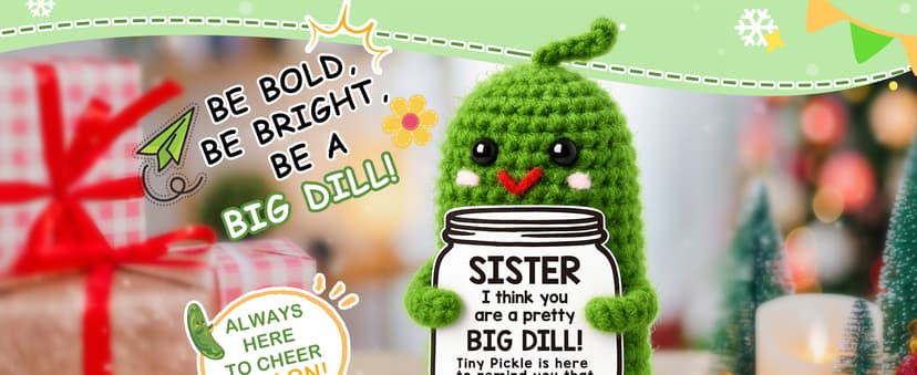 Sister in Law Gifts Birthday Gifts Card for Sister Adult Best Funny Sister Ever Gifts Secret Sister Wedding Gift Big Little Sister Birthday Gifts from Sister Handmade Crochet Pickle B0DKJVZJCB